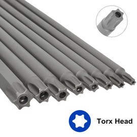 8PCS 200 mm/7.9" Long Torx Head Screwdriver Bit Set Magnetic Tamper Proof Security Head Screw Driver Drill Bits Set Torx Bit Set 1/4" Hex Shank Star Screw Driver Drill Bits T8-T40