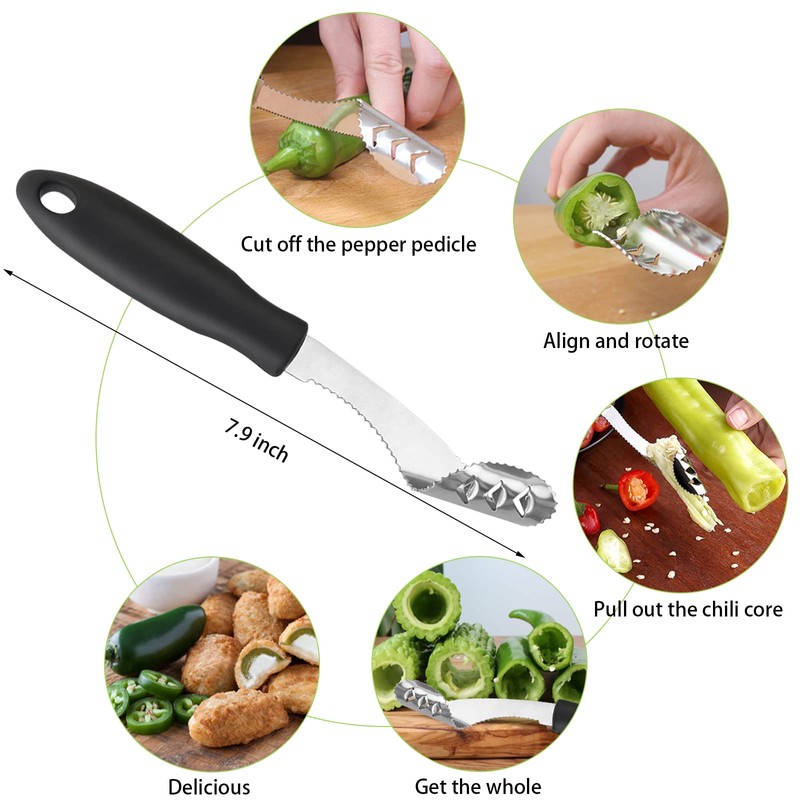 Openfly Vegetable Corer Tool, 6 Pcs Stainless Steel Fruit and