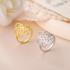 TEAMER Elegant Filigree Flower Ring Stainless Steel Bohemian Flower Of