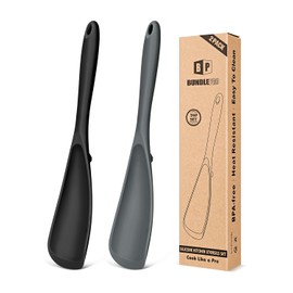 Pack of 2 Cooking Spoons for Non Stick Cookware, Multifunction Spatula Spoon BPA-Free, One-Piece Design, Suitable for Scooping, Scraping, Serving and Mixing(Black-Gray)