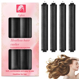 Neu Heatless Curls Band,Lockenwickler über Nacht 4 Stück Overnight Blowout Locken Ohne Hitze Diy Overnight Curls Gummi Hitzefreier Lockenwickler Locken üBer Nacht für Mittleres Langes Haar (Schwarz)