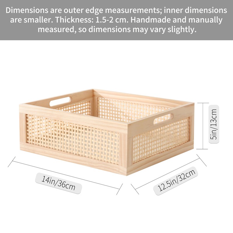 Longero Natural Pine Storage Basket with Bamboo Grid - Decorative