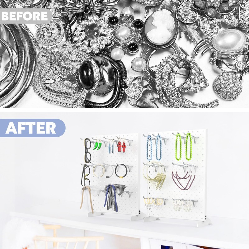WALMANN Metal Tabletop Pegboard Display Standing Pegboards for Craft Shows,