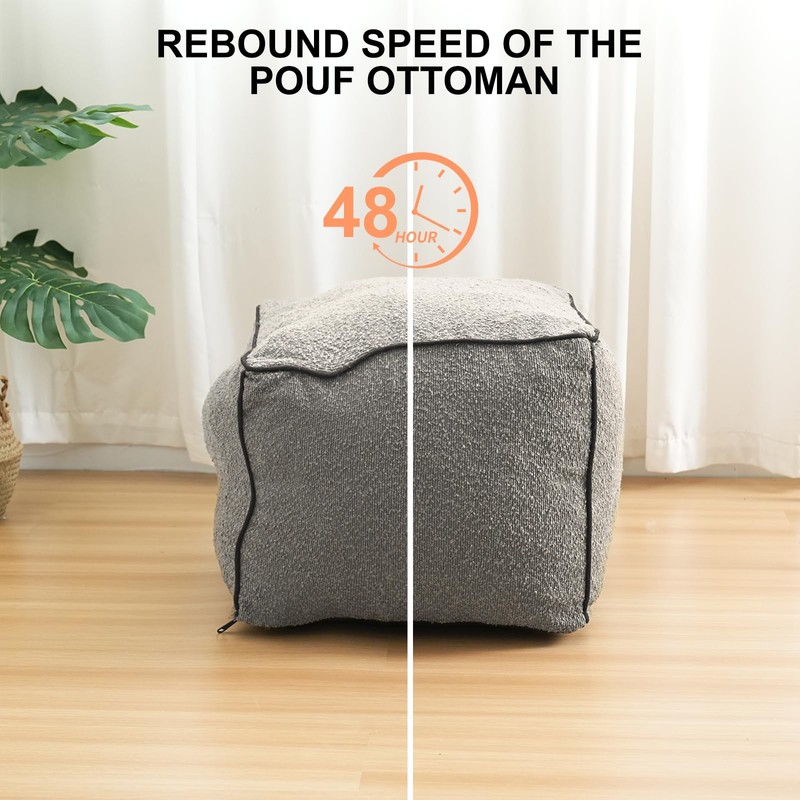 Pouf Ottoman Stuffed Modern Foam Filled Foot Rest Poufs for