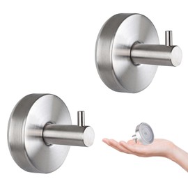 Agvdg 2pcs Suction Hooks Bathroom Hooks Stainless Steel Heavy Duty for Kitchen Living Room Bedroom and Other Scenes Removed and reused Without Drilling