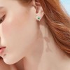 925 Sterling Silver Cross Earrings Screw Back with Heart CZ