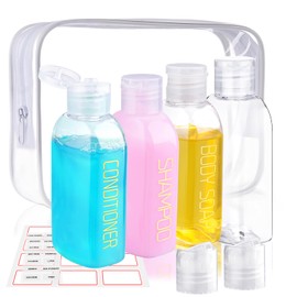 Decorniqu Travel Bottles for Toiletries 4pcs 100ml Travel Shampoo and Conditioner Bottles TSA Approved Travel Size Containers Leak Proof Empty Plastic Squeeze Bottles Travel Kit with Flip Cap
