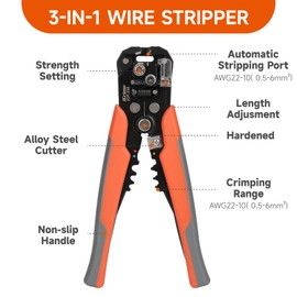 iCrimp Wire Stripper Tool Kit 260PCS 3-in-1 Adjustable for 0.5-6mm² Wire Stripper Cutter Crimper with Insulated Ferrules Terminals and Cable Ties