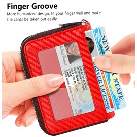 FurArt Credit Card Wallet, Zipper Card Cases Holder for Men Women, RFID Blocking, Keychain Wallet, Compact Size