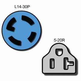 Iron Box NEMA L14-30P to 5-20R Plug Adapter -  20A/125V, 12 AWG - Iron Box #IBX-7998 - 1 ft