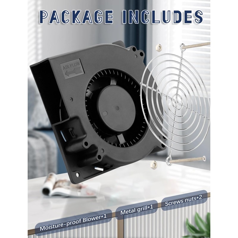 AmRunJe 12V DC Blower Fan 120mm x 32mm, 5inch 2Pin