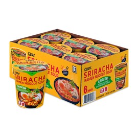 Choi Premium Sriracha Chicken Ramen Noodle Soup – Instant Microwaveable Cup, 2.29 oz (65g), 6-Pack
