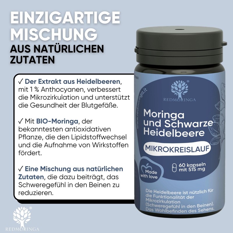 Blueberry Extract & Moringa Capsules for Leg Circulation - High