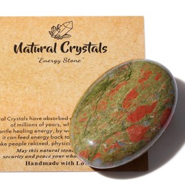 AWARDSEN 1 x 2.4 inch unakite gemstones, large, crystal oval healing crystal for reiki healing, wiccan deliveries, balancing meditation accessories