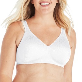 Playtex 18-Hour Ultimate Lift Wireless Bra, Wirefree Bra with Support, Full-Coverage Wireless Bra for Everyday Comfort, White, 46C
