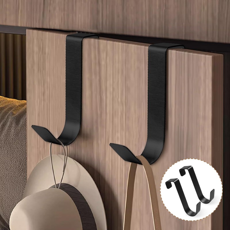 PHITUODA 6 Pack Over The Cabinet Door Hooks Black Towel