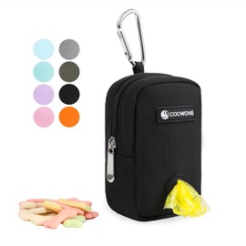 Small Treat Bag with Poop Bag Dispenser for Leash, Portable Walking Bag, Poop Bag Holder, Hands-Free Dog Treat Bag (Black)