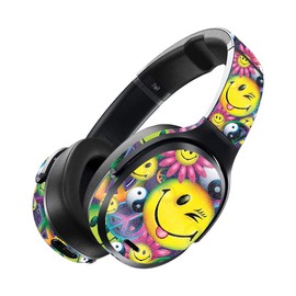 MightySkins Glossy Glitter Skin for Skullcandy Crusher ANC - Peace Smile | Protective, Durable High-Gloss Glitter Finish | Easy to Apply, Remove, and Change Styles | Made in The USA