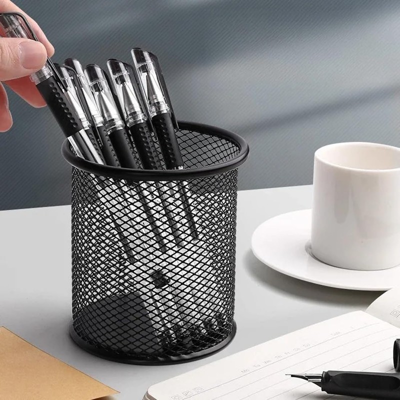 EastyGold Pen Holder Metal Pencil Organizer Mesh Cup Hollow Desktop