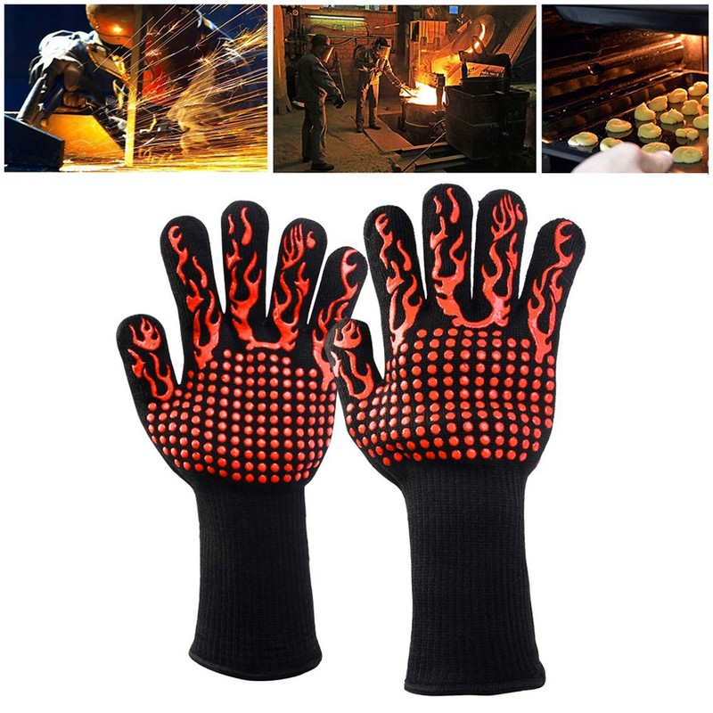 1472℉/800℃ Extreme Heat Resistant BBQ Gloves Anti slip Kitchen Oven
