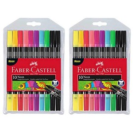 Faber-Castell 151109 - Doppelfasermaler 10er Etui, neon (2x 10er Etui neon)