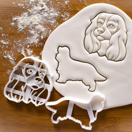 Juego de 2 cortadores de galletas King Charles Spaniel (diseños: silueta y cara), 2 piezas, panadería