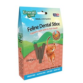 Emerald Pet Feline Cat Dental Stixx with Salmon and Pumpkin 3.6 oz Sticks