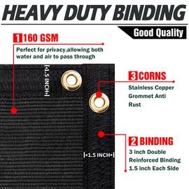SHADESPEARE 7' x 41' Black Fence Privacy Screen,with Bindings & Grommets,Heavy Duty for Gardens,Backyard,Patio,Tennis Court,Pool,Construction Project,Outdoor Events,Support Customization