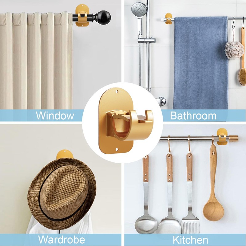 Cadorasty No Drill Curtain Rod Holder Hangers - Self Adhesive