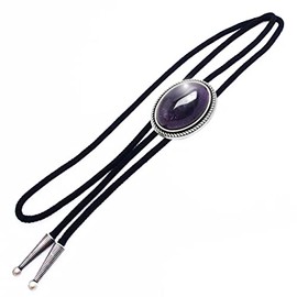 Bowties.jp prt0231 Purple Oval Stone Loop Tie Necklace Polar Tie Polo Tie Bolo Tie, purple