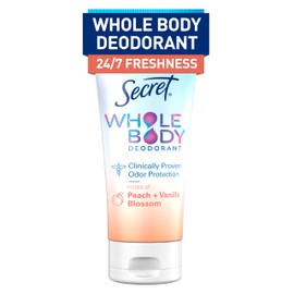 Secret Secret Whole Body Deodorant Cream for Women, Peach & Vanilla Blossom Scent, Aluminum Free Deodorant, 72 HR Odor Protection, 3.0 oz