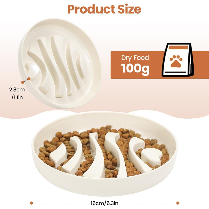 IDOGCHEW Anti Sling Bowl for Cats (Heartfish - White)