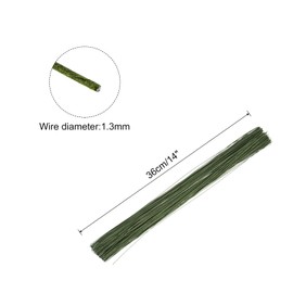 sourcing map 200 Pcs 18 Gauge(1.3mm) Floral Stem Wire 14 Inches Green Floral Wire for DIY Artificial Florist Flower Arrangement