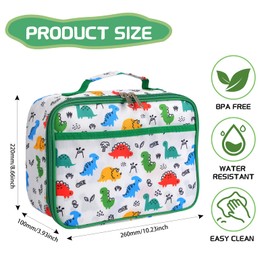 WeiWyTex Cute Dinosaur Lunch Bag for Girls/Boys/Kids, Insulated Reusable Cooler Bags for School/Picnic/Travel