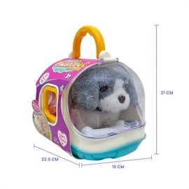 Mascota de Juguete Interactiva, Perro de Peluche Que Camina y Ladra, Perfecto para Juego de Roles, con Accesorios (Gris)