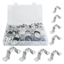 160 Pcs U Pipe Strap Clamp Assortment Kit, 8 Sizes Stainless Steel 2 Holes Cable U Bracket, Heavy Duty Pipe Fasten Holder for Tube, Pipe (M8 M10 M12 M14 M16 M20 M25 M32)