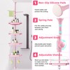 XLHOMO 32-122inch Corner Shower Caddy Tension Pole Pink, Rustproof Drill-Free
