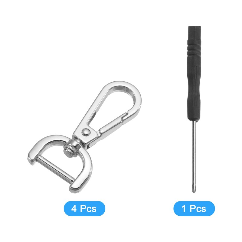 sourcing map 4Pcs Swivel Clasps Hook, 15mm(5/8 Inch) D Ring