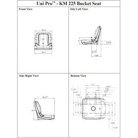 Milsco John Deere Black Vinyl Seat fits Diesel Gator With Serial # 2298 & UP
