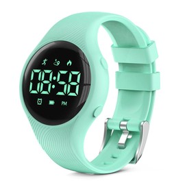 Kids Led Fitness Tracker Watch, Non-Bluetooth Digital Pedometer Wristwatch, Waterproof, 12/24 H, Stopwatch, Calendar, for Children Girls Boys Teens (Green)