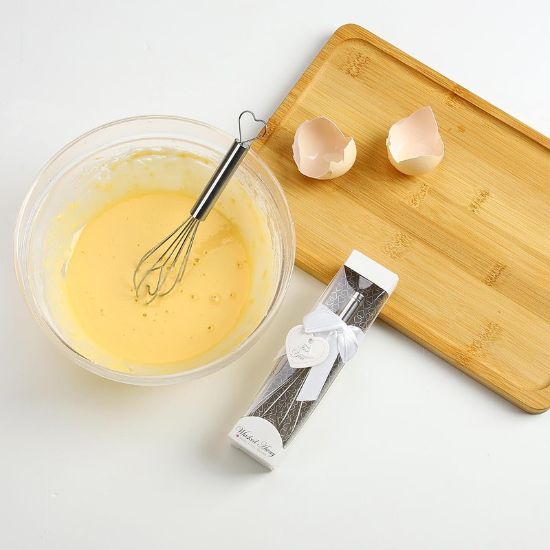 10 Pieces Heart Shaped Egg Beater Mini Stainless Steel Manual