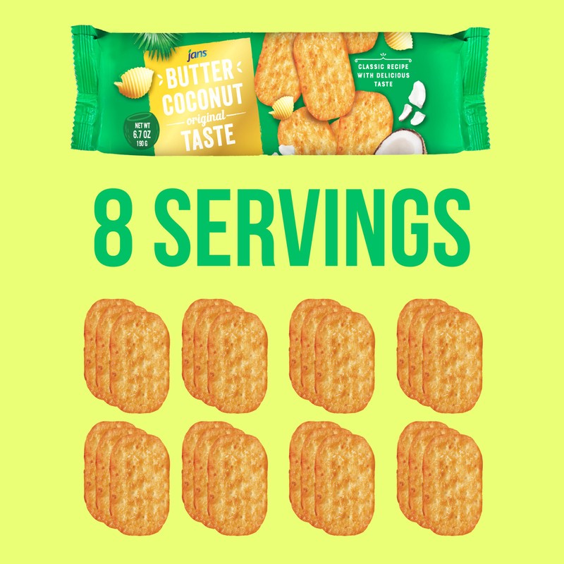 Butter Coconut Crackers (Foil) 6.7 oz (Pack of 8)