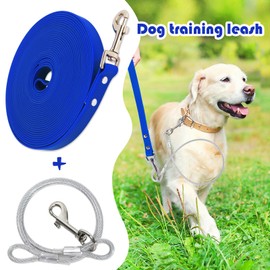 Waterproof Recall Lead for Dogs, with Chew Proof Tie-Out Leads, 3-30 m, Waterproof Training Lead for Large to Small Dogs, Robust Dog Lead (Blue, 5 m)