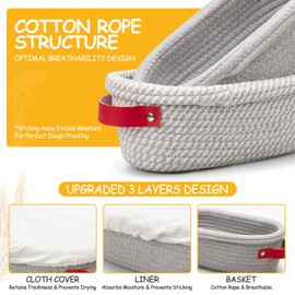 Dimpola Banneton Bread Proofing Basket - Cotton Oval Banneton Basket Set of 2 Sourdough Proofing Baskets Round Proofing Bowls Handmade Rattan Baskets and Liners