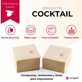 Morigami, Cocktailserviette aus Papier, 1/4-Falz, Spitze, natürlich, 150 Servietten