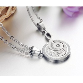 His & Hers Matching Set Titanium Stainless Steel Couple Pendant Necklace Korean Love Style in a Gift Box (ONE PAIR)