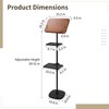 Floor Book Stand with 2 Removable Trays, Adjustable Height Wood