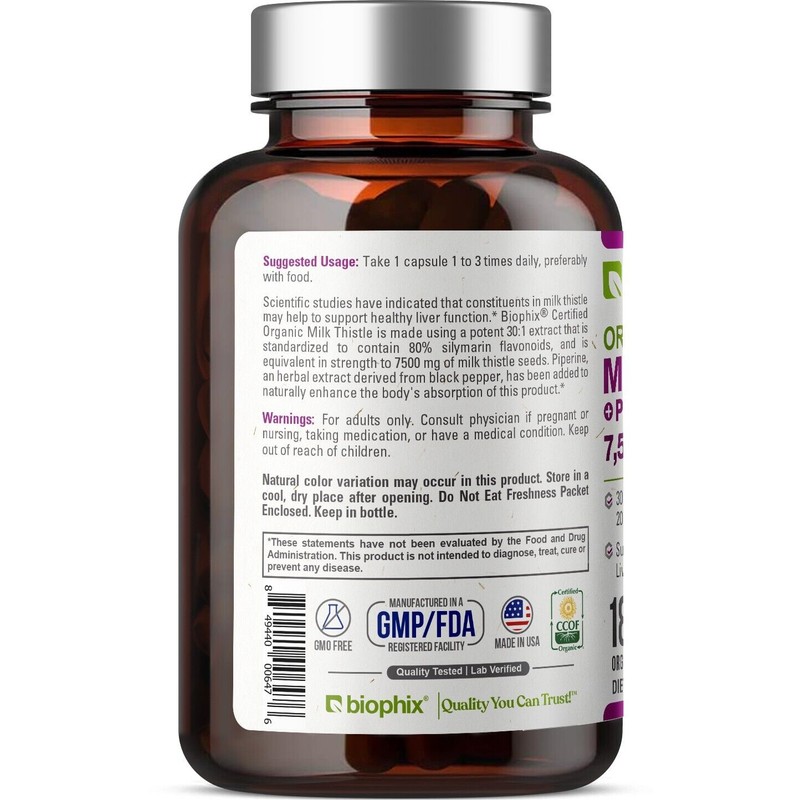 biophix Milk Thistle USDA Organic 30:1 Extract 7500 mg with