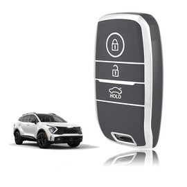 TOOMUME Key Case TPU Car Key Case Fits Kia Sportage GT Line Sorento Picanto Soul NIRO Rio Stonic Optima Ceed Forte Koup, Key Cover Protection Key Shell - Smart Key, Silver-grey