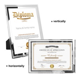 GraduatePro A4 Glass Certificate Frame Double Silver Line Document Diploma Picture Holder